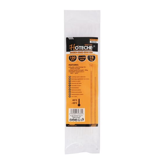 Collier de serrage nylon 3,6x300mm blanc et noir 100 pièces - HOTECHE