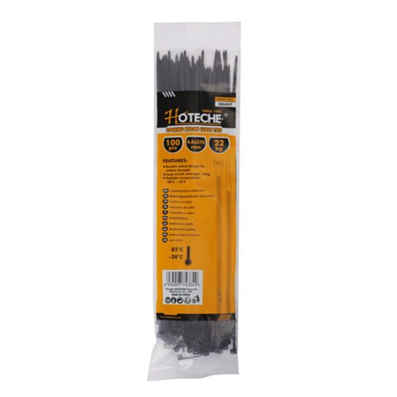 Collier de serrage nylon 4,8x370mm noir 100 pièces - HOTECHE