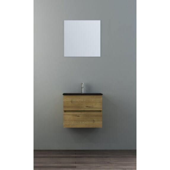 Meuble de salle de bain effet bois Geneva 60 cm vasque noir