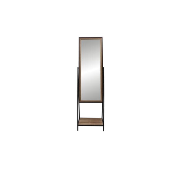 Miroir sur pieds + étagère 44x156cm noir