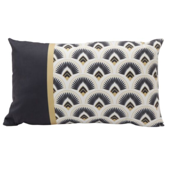 Coussin décoratif 30x50cm effet velours noir/or