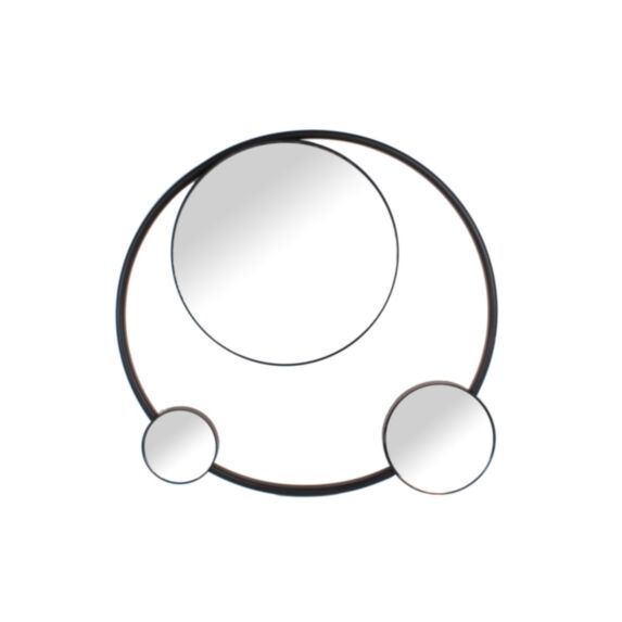 Miroir déco triple en plastique Ø49,5 cm noir