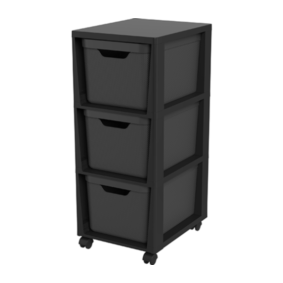 Tour de rangement sur roues 3 x 16 L noire - JIVE