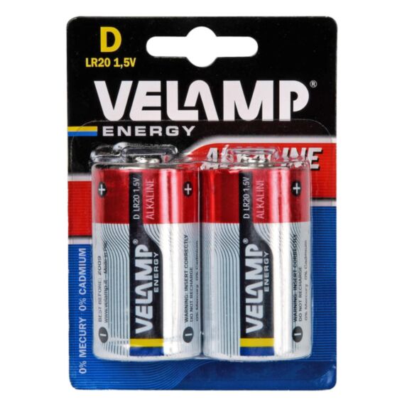2 piles alcalines LR20 D 1,5V Torche - VELAMP