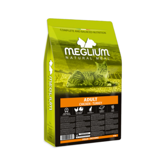 Croquette chat adulte poulet dinde 1,5kg - MEGLIUM