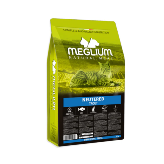 Croquette chat adulte stérilisé truite 1,5kg - MEGLIUM