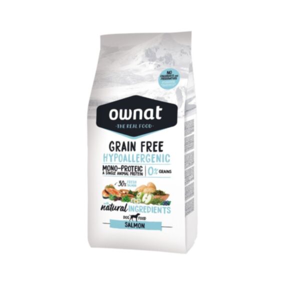 Croquettes chien hypoallergenic grain free adulte saumon 12 kg - OWNAT