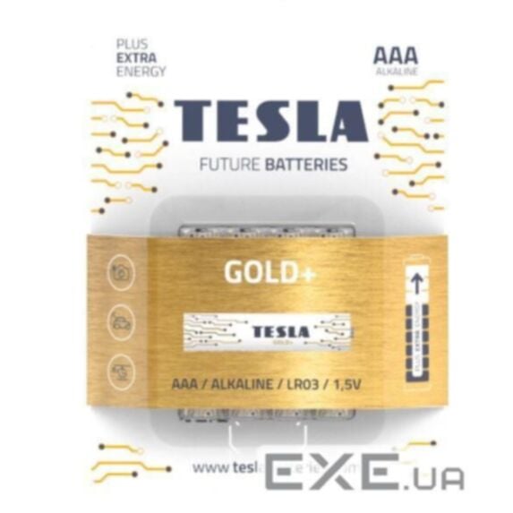 4 piles alcalines AAA Gold+ - TESLA