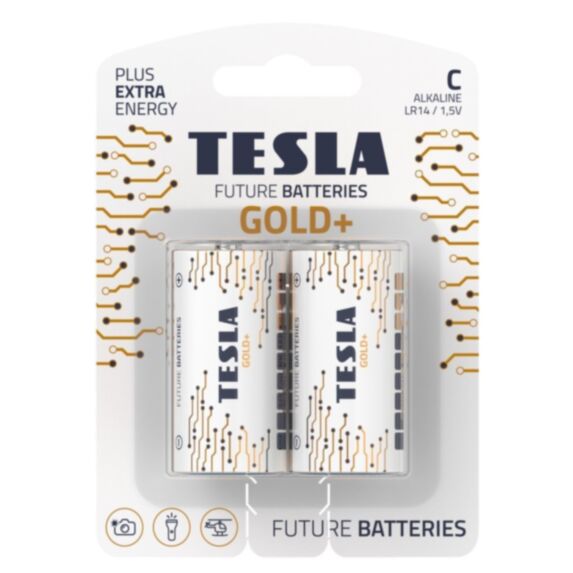 2 piles alcalines C Gold+ - TESLA