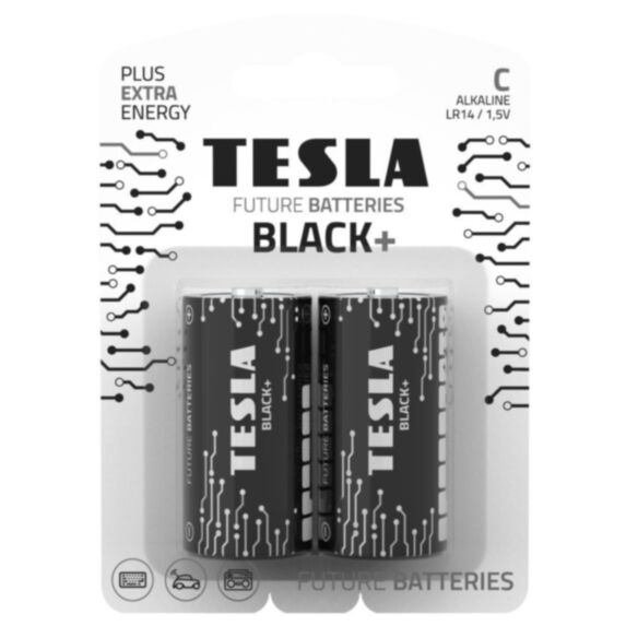2 piles alcalines C Black+ - TESLA