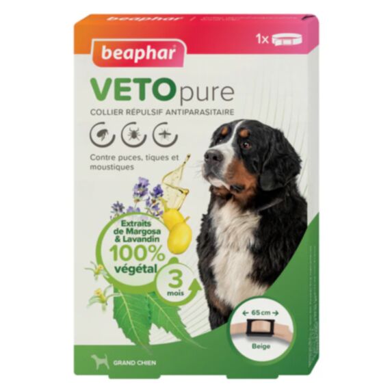 Collier insectifuge Vetopure naturel chien taille L beige - BEAPHAR