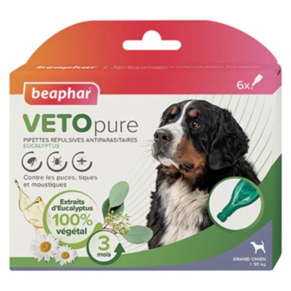 Pipette Vetopure naturel insectifuge eucalyptus chien taille L x6 - BEAPHAR