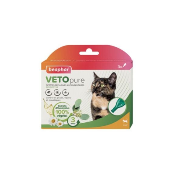 Pipette Vetopure naturel insectifuge eucalyptus chat x3 - BEAPHAR