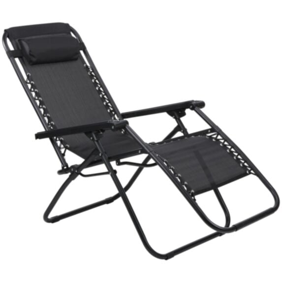 Chaise pliante métal 107x67cm noir