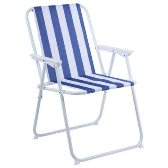 Chaise pliante compacte 51x45x75cm bleu rayé blanche