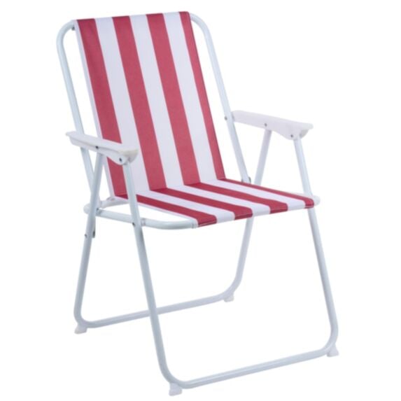 Chaise pliante métal 51x46x76cm rouge blanc rayé
