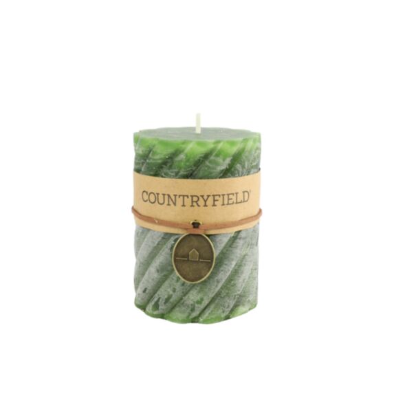 Bougie ronde spirale Tonnie H7,5cm vert kaki - DECOSTARS