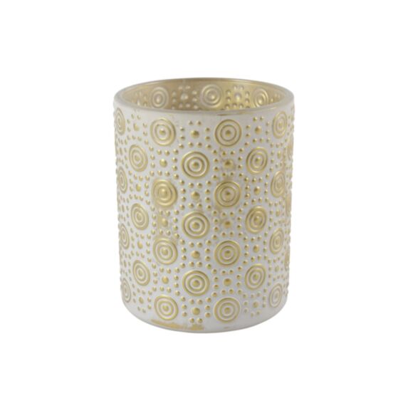 Porte-bougie Hailey L Ø10xH.12,5cm crème/doré - DECOSTARS