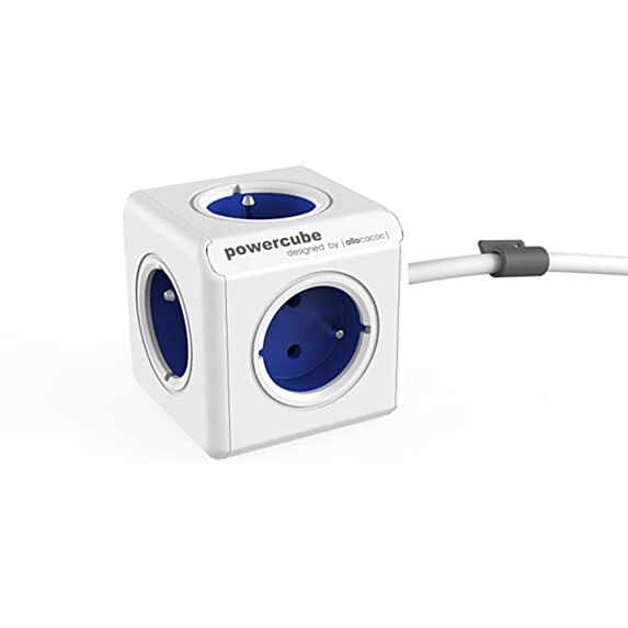Bloc multiprises + ports USB avec support bleu - POWERCUBE
