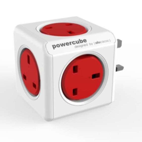 Bloc multiprises + ports USB avec support de fixation rouge - POWERCUBE