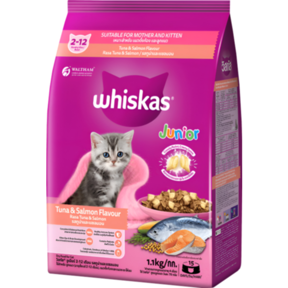 Croquettes pour chaton saveur thon et saumon 1,1 kg - WHISKAS