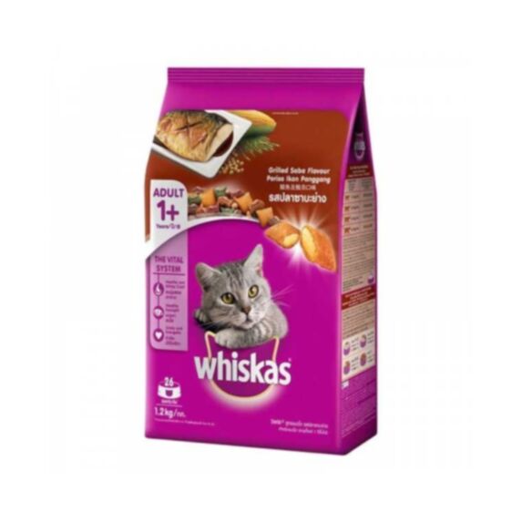 Croquettes chat adulte Saba grillé 1,2 kg - WHISKAS®
