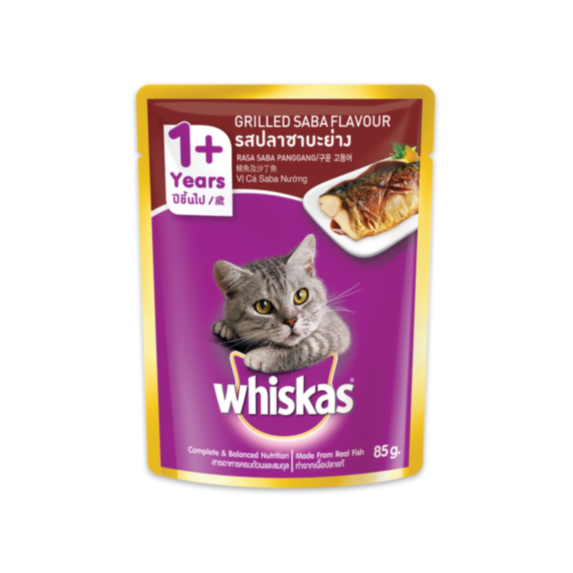 Croquettes chat adulte Saba grillé 80 g - WHISKAS®