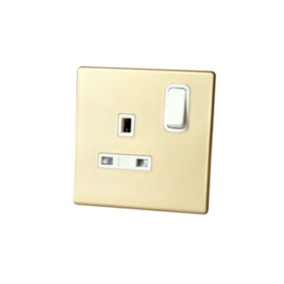Prise de courant avec interrupteur 13A standard bs champagne - MK HONEYWELL