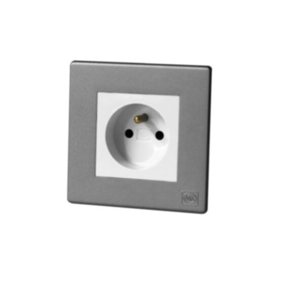 Prise de courant avec terre 16A blanc avec plaque anthracite avant - MK HONEYWELL