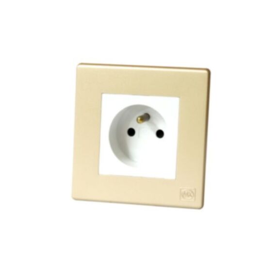 Prise de courant avec terre 16A blanc avec plaque champagne avant - MK HONEYWELL