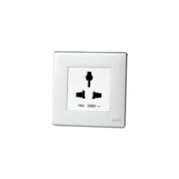 Prise de courant multistandard 16A blanc avec plaque titane avant - MK HONEYWELL