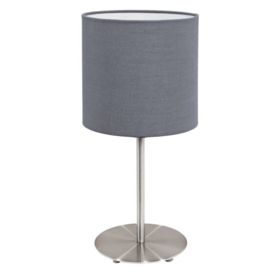 Lampe de table Pasteri acier nickel mat tissu gris E27 1 x 60W - EGLO
