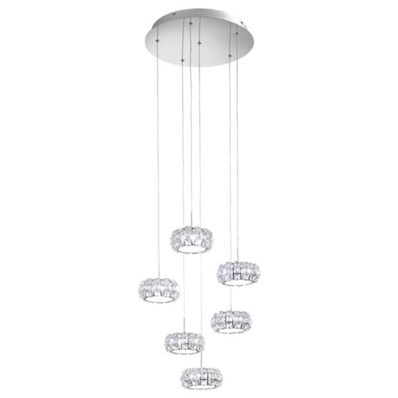 Suspension Corliano acier chrome 6 x 5W led 2700lm 4000k - EGLO