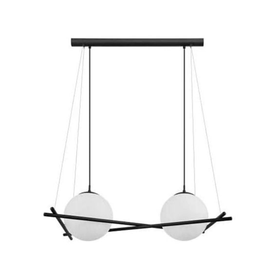 Suspension Salvezinas en acier noir et verre blanc 1100 x 520 x 825 mm E27 2 x 25W- EGLO