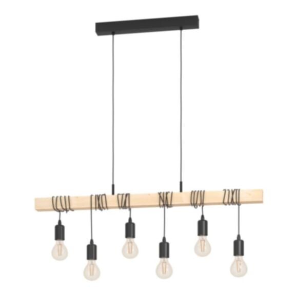 Suspension Townshend acier bois 25cm noir/bois - EGLO