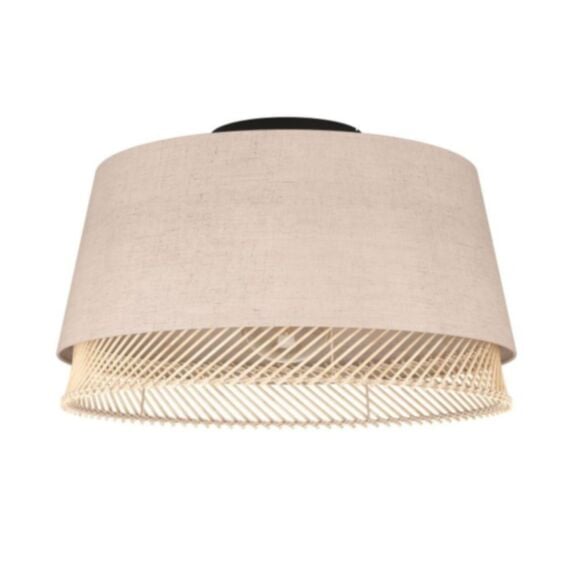 Plafonnier TABLEY acier tissu bois 38x23,5cm noir - EGLO