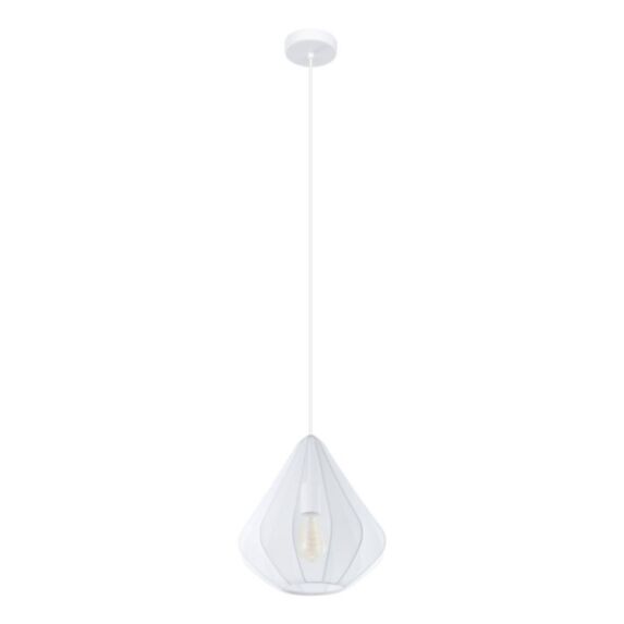 Suspension Dolwen Ø33,5 x H110 cm E27 tissu blanc - EGLO