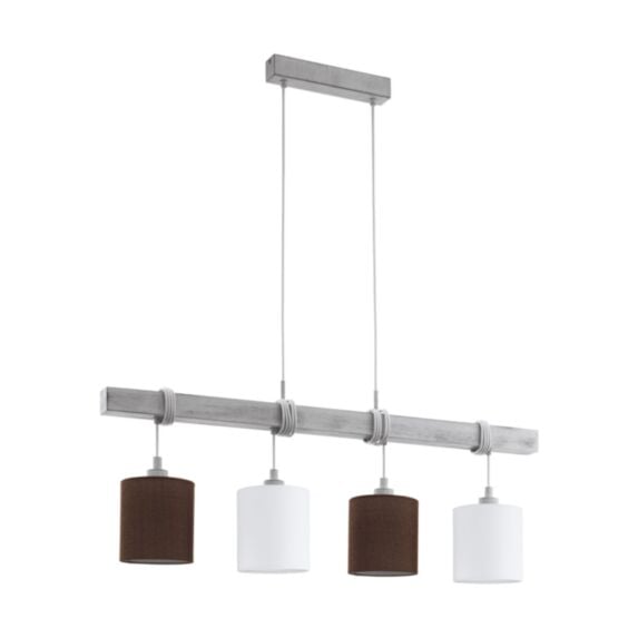 Suspension 4X60W E27 Acier + Bois + Tissu Townshend 2 - EGLO