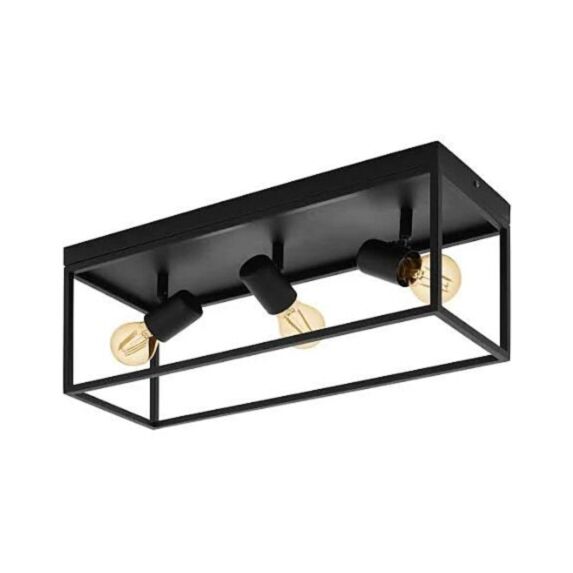Plafonnier Silentina acier noir 205 x 180 x 540 mm E27 3 x 40W- EGLO
