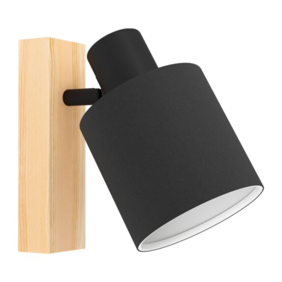 Applique murale Batallas bois/acier/tissu 10W E27 noir/bois - EGLO