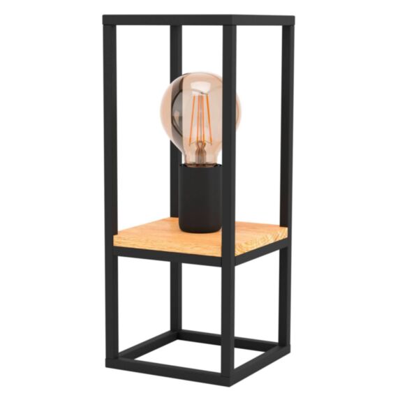 Lampe à poser Libertard acier/bois 40W E27 noir et bois - EGLO
