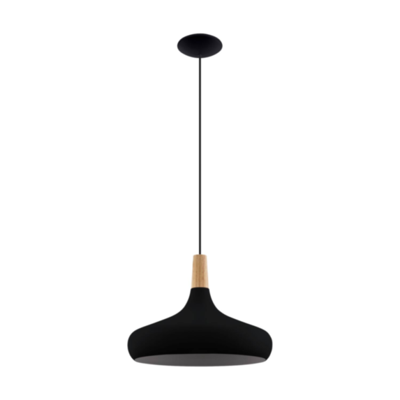 Suspension Sabinar Ø40 cm E27 40W bois/acier noir - EGLO