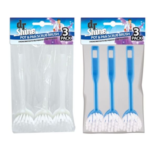 Lot de 3 brosses à vaisselle 20cm 2 couleurs assorties - UNCLE BILLS