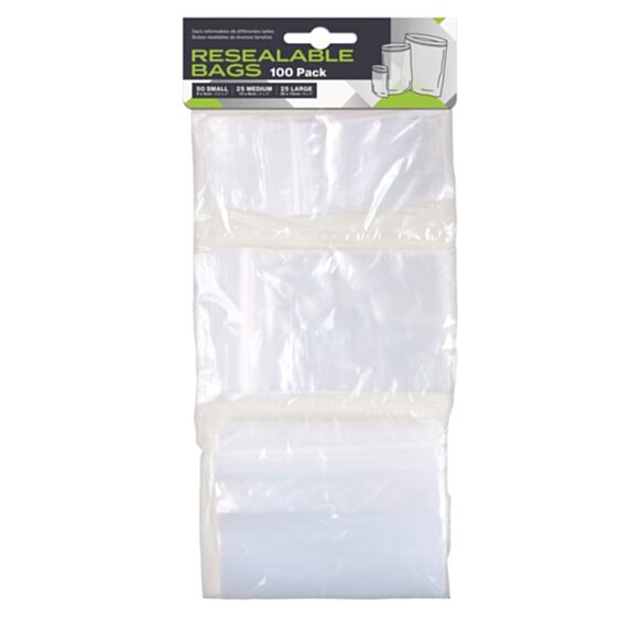 Lot de 100 sachets plastiques refermables 3 tailles - UNCLE BILLS