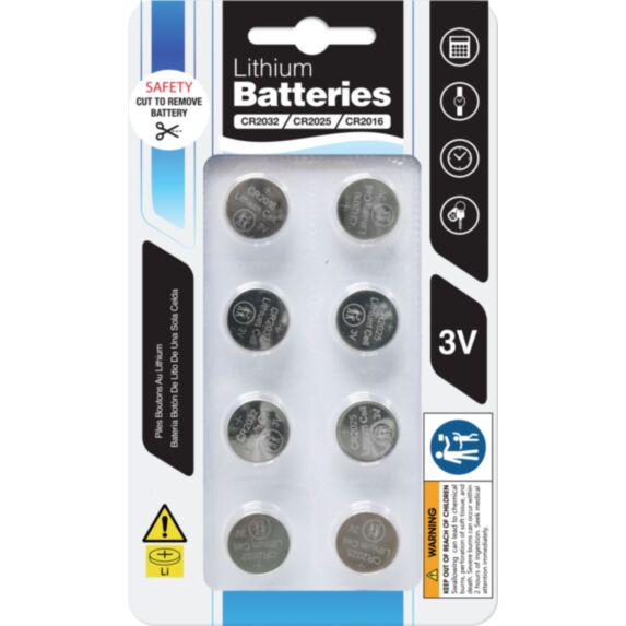 Pack de 8 piles bouton lithium CR2032/CR2025/CR2016 - UNCLE BILLS