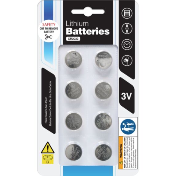 Pack de 8 piles bouton lithium CR2032 - UNCLE BILLS