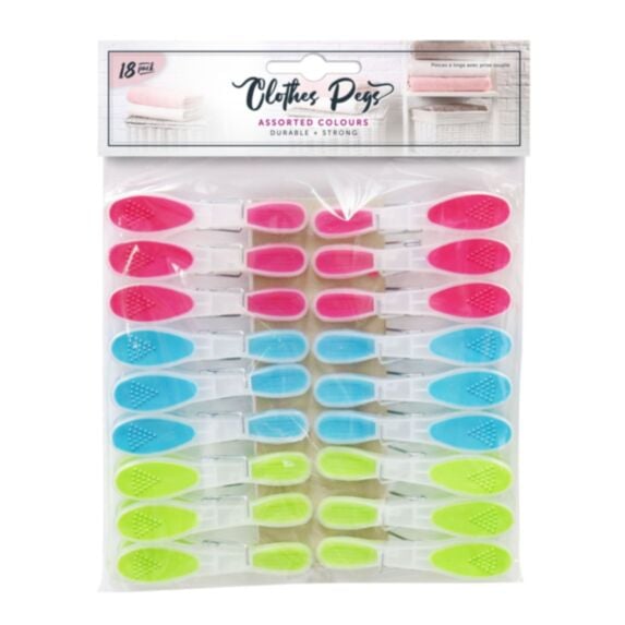 Lot de 18 pinces à linge prise souple multicolore - UNCLE BILLS