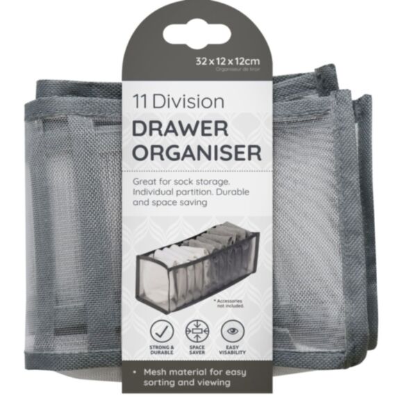 Organisateur de tiroir 11 compartiments 32x12x12cm gris - UNCLE BILLS