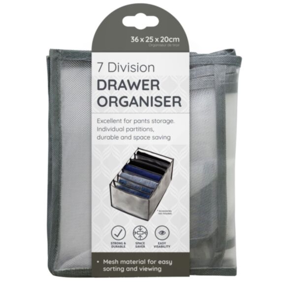 Organisateur de tiroir 7 compartiments 36x25x20cm gris - UNCLE BILLS