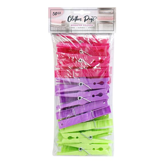 Lot de 30 pinces à linge jumbo colorées - UBL